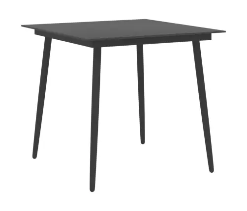 Sodo Valgomojo Stalas, Juodas, 80X80X74cm Plienas Ir Stiklas
