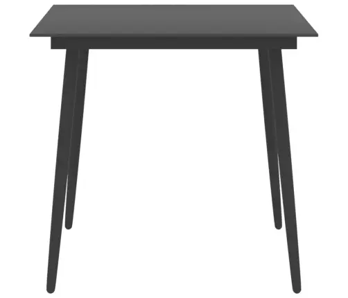 Sodo Valgomojo Stalas, Juodas, 80X80X74cm Plienas Ir Stiklas