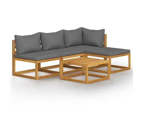 Sodo Baldų Komplektas Su Pagalvėmis, 5 Dalių, Akacijos Masyvas