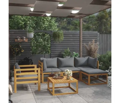 6-Daļīgs Dārza Atpūtas Mēbeļu Komplekts Ar Matračiem, Akācija Vidaxl