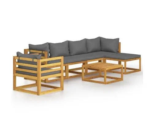 7-Daļīgs Dārza Atpūtas Mēbeļu Komplekts Ar Matračiem, Akācija Vidaxl