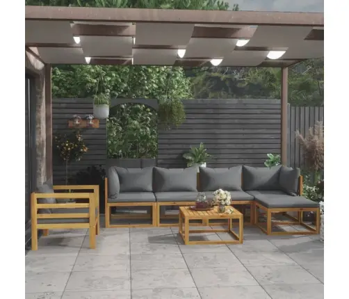 7-Daļīgs Dārza Atpūtas Mēbeļu Komplekts Ar Matračiem, Akācija Vidaxl