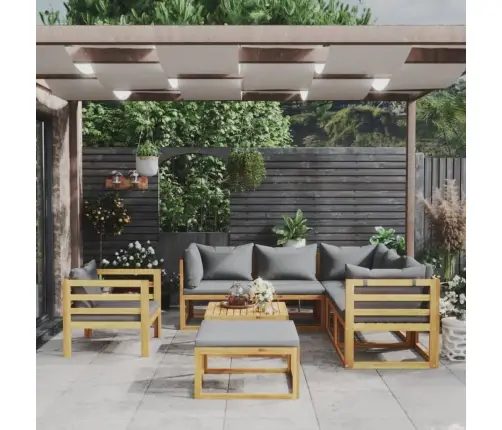 Sodo Baldų Komplektas Su Pagalvėmis, 8 Dalių, Akacijos Masyvas