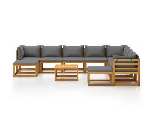 11-Daļīgs Dārza Atpūtas Mēbeļu Komplekts Ar Matračiem, Akācija Vidaxl