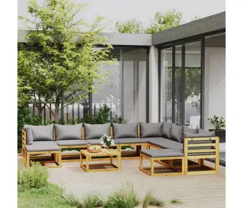 11-Daļīgs Dārza Atpūtas Mēbeļu Komplekts Ar Matračiem, Akācija Vidaxl