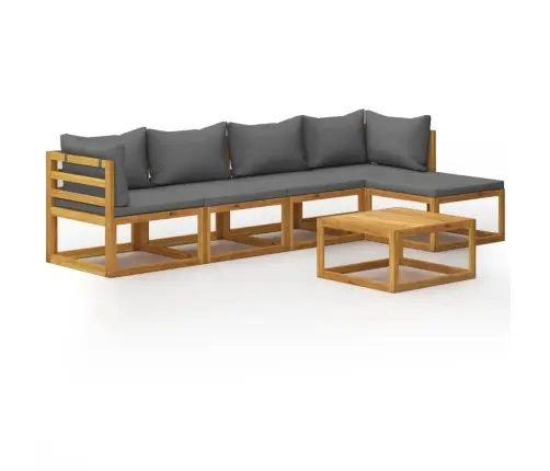 6-Daļīgs Dārza Atpūtas Mēbeļu Komplekts Ar Matračiem, Akācija Vidaxl