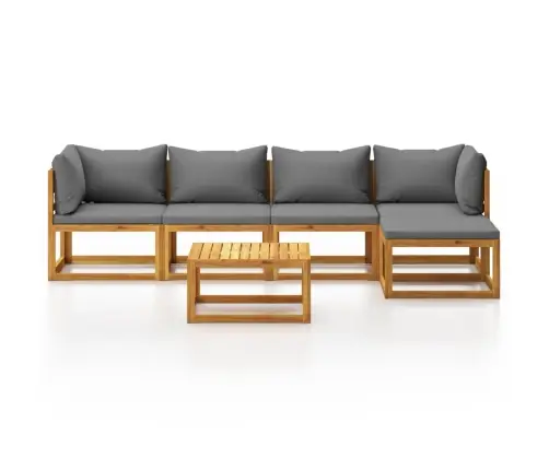 6-Daļīgs Dārza Atpūtas Mēbeļu Komplekts Ar Matračiem, Akācija Vidaxl