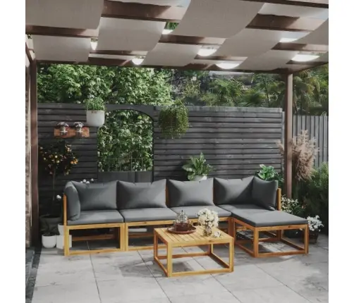 6-Daļīgs Dārza Atpūtas Mēbeļu Komplekts Ar Matračiem, Akācija Vidaxl