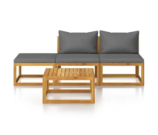 Sodo Baldų Komplektas Su Pagalvėmis, 4 Dalių, Akacijos Masyvas