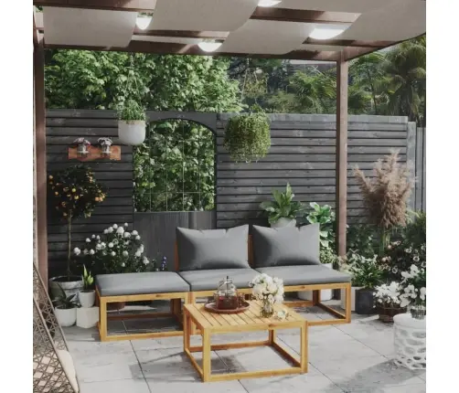 Sodo Baldų Komplektas Su Pagalvėmis, 4 Dalių, Akacijos Masyvas