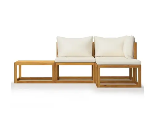 Sodo Baldų Komplektas Su Pagalvėmis, 4 Dalių, Kreminis, Akacija