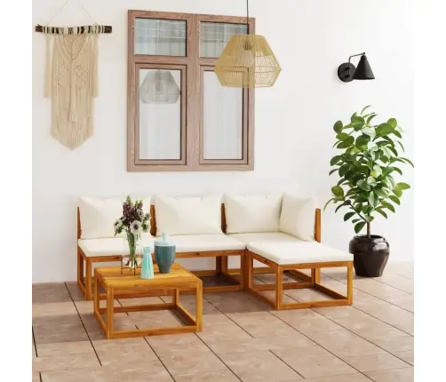 5-Daļīgs Dārza Atpūtas Mēbeļu Komplekts Ar Matračiem, Akācija Vidaxl