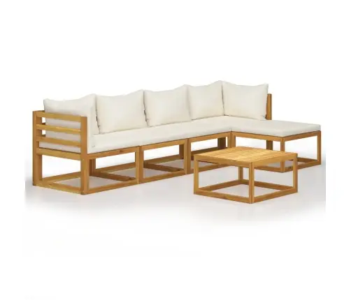 Sodo Baldų Komplektas Su Pagalvėmis, 6 Dalių, Kreminis, Akacija