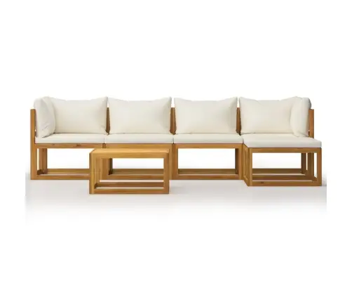 Sodo Baldų Komplektas Su Pagalvėmis, 6 Dalių, Kreminis, Akacija