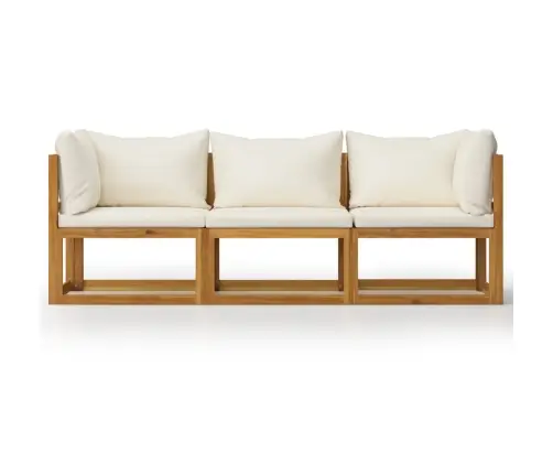 Trīsvietīgs Dārza Dīvāns, Krēmkrāsas Spilveni, Akācijas Koks Vidaxl