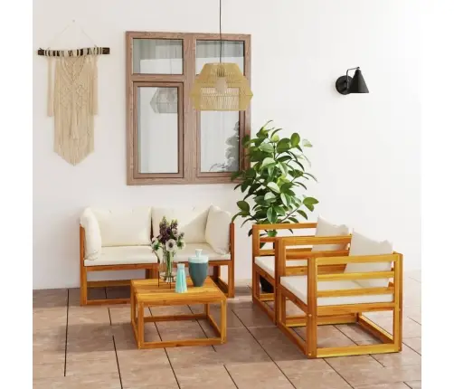 5-Daļīgs Dārza Atpūtas Mēbeļu Komplekts Ar Matračiem, Akācija Vidaxl