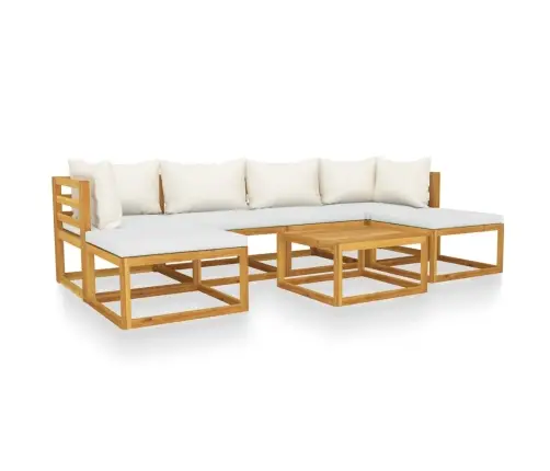 7-Osaline Aiadiivani Komplekt Patjadega, Kreemjas, Akaatsiapuit