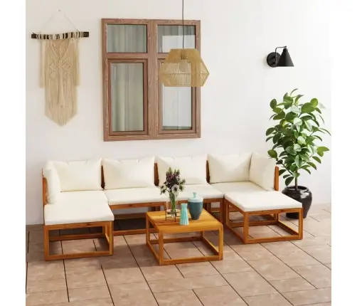 7-Osaline Aiadiivani Komplekt Patjadega, Kreemjas, Akaatsiapuit