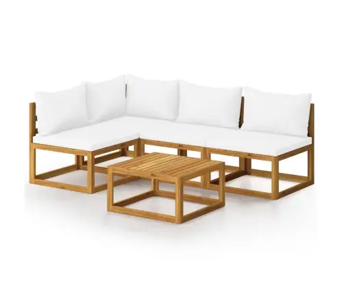 5-Osaline Aiadiivanikomplekt Patjadega, Kreemjas, Akaatsiapuit