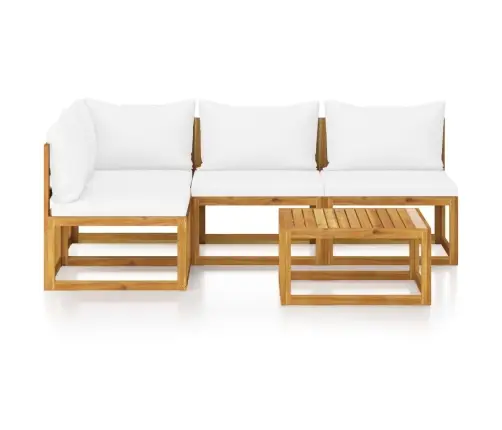 5-Osaline Aiadiivanikomplekt Patjadega, Kreemjas, Akaatsiapuit