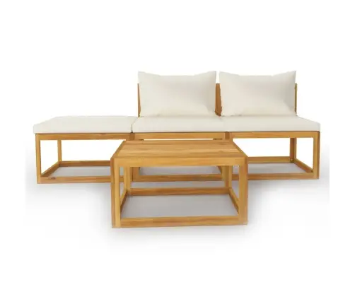 Sodo Baldų Komplektas Su Pagalvėmis, 4 Dalių, Kreminis, Akacija