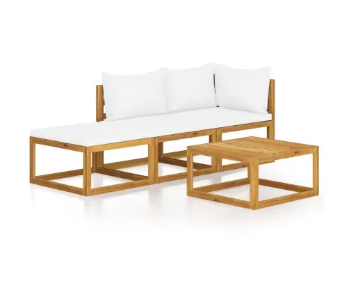 4-Osaline Aiadiivanikomplekt Patjadega, Kreemjas, Akaatsiapuit