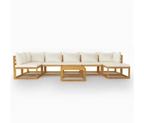 Sodo Baldų Komplektas Su Pagalvėmis, 8 Dalių, Kreminis, Akacija