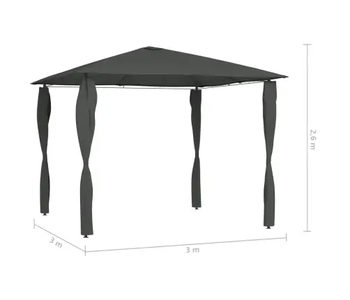 Dārza Nojume Ar Stabu Pārsegiem, 3X3X2,6 M, Antracīta, 160 G/M² Vidaxl
