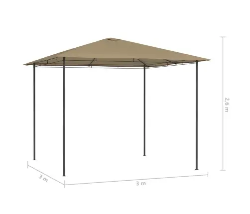 Pavėsinė, Taupe Spalvos, 3X3X2,6M, 160G/M²