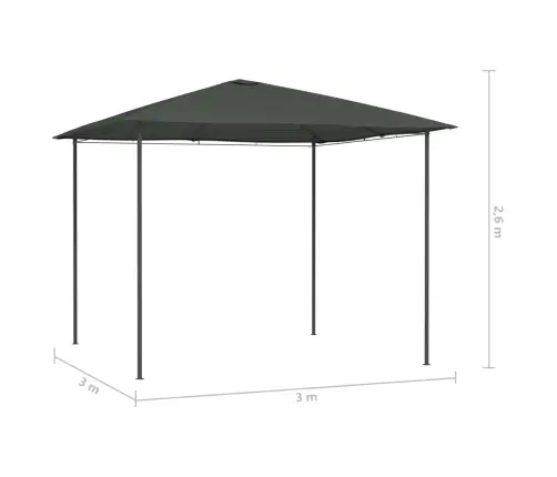 Dārza Nojume, 3X3X2,6 M, Antracītpelēka, 160 G/M² Vidaxl
