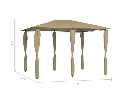 Dārza Nojume Ar Stabu Pārsegiem, 3X4X2,6 M, Pelēkbrūna, 160G/M² Vidaxl