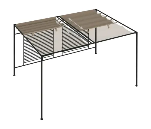 Varjualune Sissetõmmatava Katusega, 3X4X2,3 M, Pruunikashall