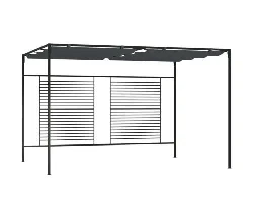 Dārza Nojume Ar Izvelkamu Jumtu, 4X3X2,3M, Pelēka, 180 G/M² Vidaxl