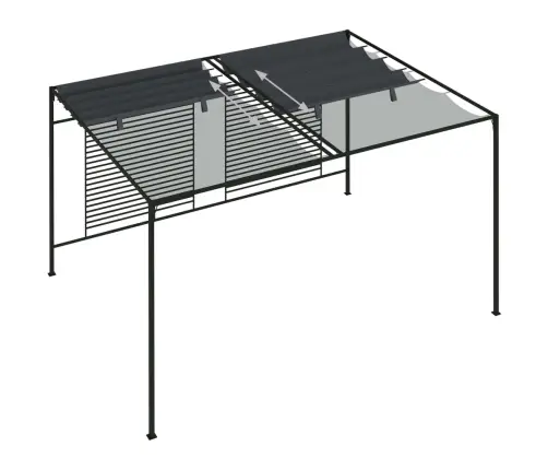 Dārza Nojume Ar Izvelkamu Jumtu, 4X3X2,3M, Pelēka, 180 G/M² Vidaxl