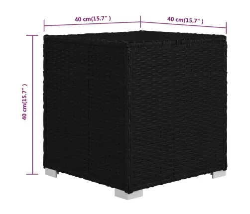 3 Tk Lamamistooli Teelauaga, Polürotang, Must