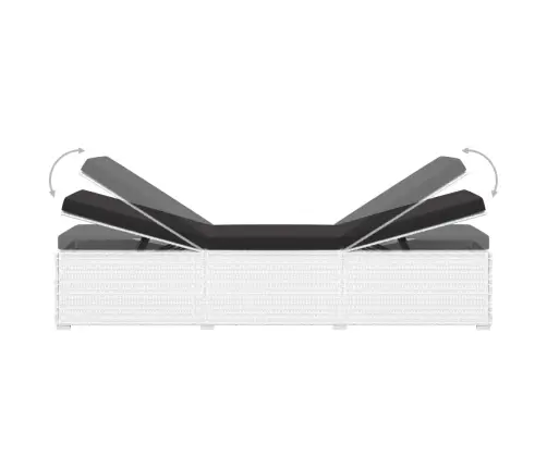 2 Sauļošanās Zviļņi Ar Galdiņu, Balta Pe Rotangpalma Vidaxl