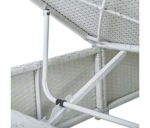 2 Sauļošanās Zviļņi Ar Galdiņu, Balta Pe Rotangpalma Vidaxl