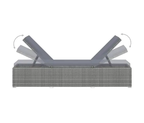 2 Sauļošanās Zviļņi Ar Galdiņu, Pelēka Pe Rotangpalma Vidaxl