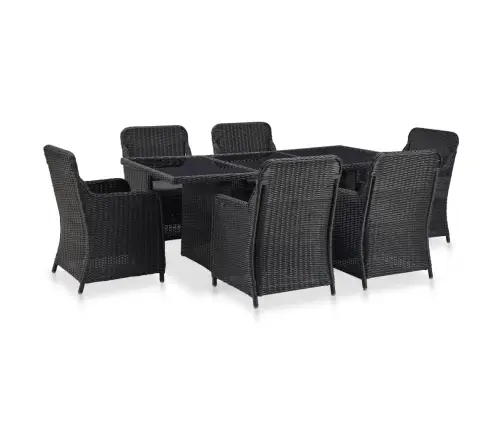 Lauko Valgomojo Komplektas, 7 Dalių, Juodas, Poliratanas