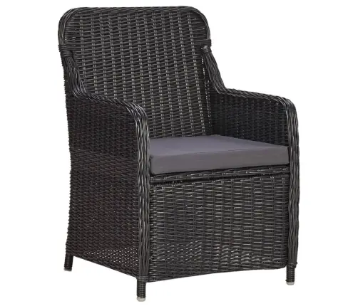 Lauko Valgomojo Komplektas, 9 Dalių, Juodas, Poliratanas