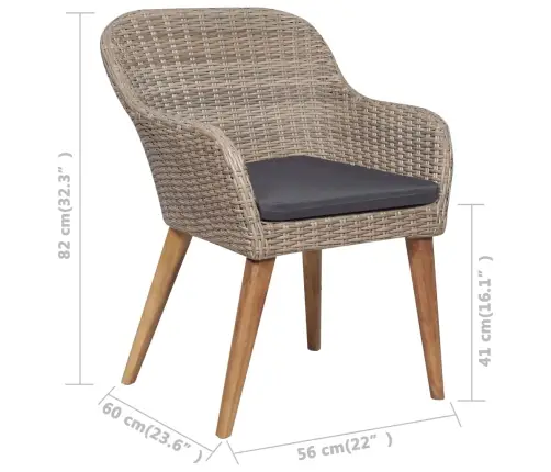 7-Daļīgs Dārza Mēbeļu Komplekts Ar Matračiem, Pe Rotangpalma Vidaxl