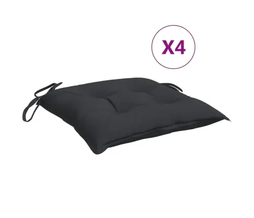 Kėdės Pagalvėlės, 4Vnt., Juodos, 50X50X7cm Oksfordo Audinys