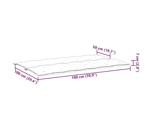 Dārza Sola Matracis, 180X(50+50)X7 Cm, Audums, Pelēkbrūns Vidaxl