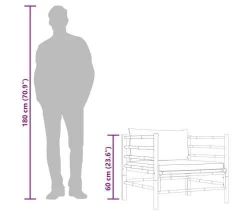 Dārza Dīvāns Ar Krēmbaltiem Matračiem, Bambuss Vidaxl