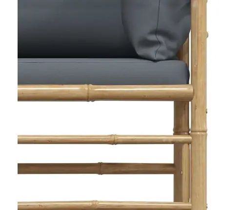 2-Osaline Aiamööblikomplekt Tumehallide Patjadega, Bambus