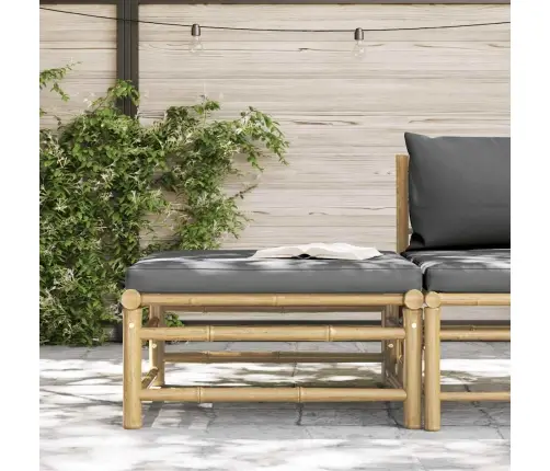 Dārza Kāju Balsts Ar Tumši Pelēku Matraci, Bambuss Vidaxl