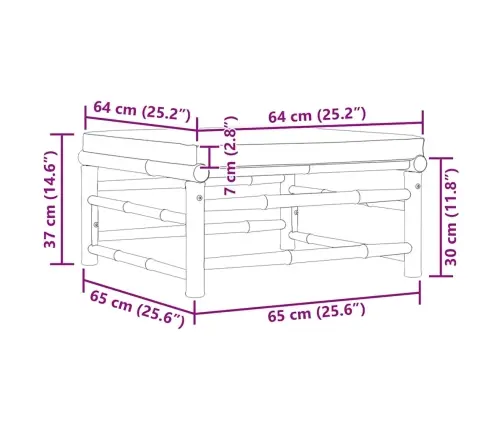 Dārza Kāju Balsts Ar Tumši Pelēku Matraci, Bambuss Vidaxl