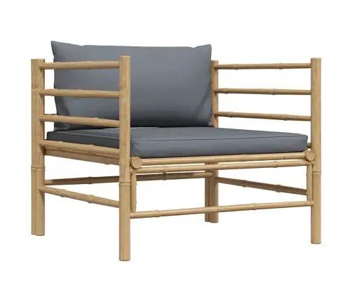 Dārza Dīvāns Ar Tumši Pelēkiem Matračiem, Bambuss Vidaxl