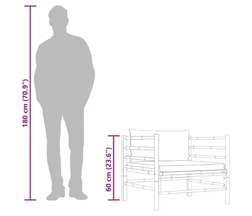 Dārza Dīvāns Ar Tumši Pelēkiem Matračiem, Bambuss Vidaxl