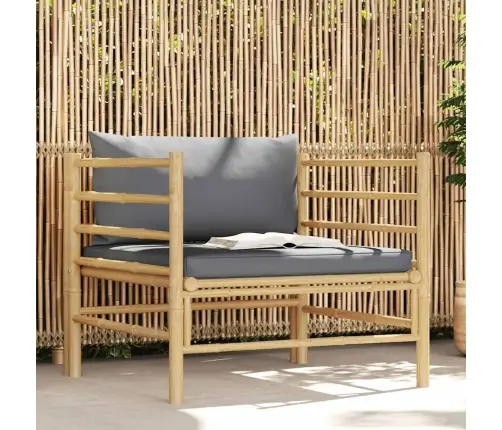 Dārza Dīvāns Ar Tumši Pelēkiem Matračiem, Bambuss Vidaxl